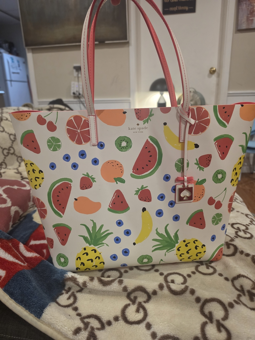 kate spade Fruit Print Tote Bag - White with Multicolor Fruit